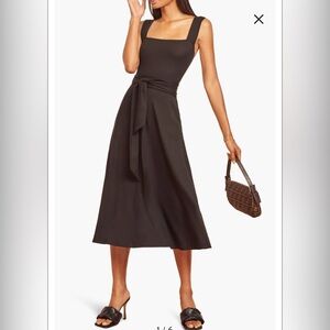 Reformation Helina Black Sleeveless Tie Waist Midi Dress